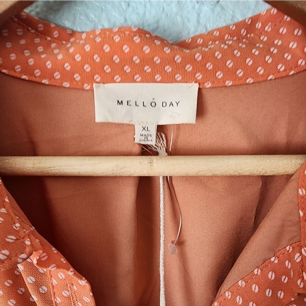 MELLODAY Orange Pleated Tie Front Dress New With Tags - Picture 3 of 11